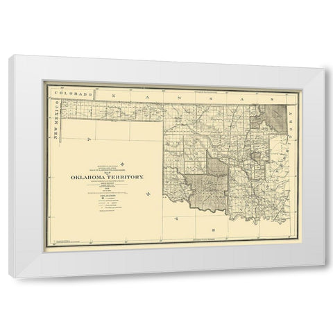 Oklahoma Arapahoe Territory - 1894 White Modern Wood Framed Art Print by King