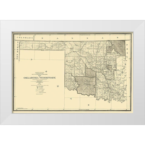 Oklahoma Arapahoe Territory - 1894 White Modern Wood Framed Art Print by King