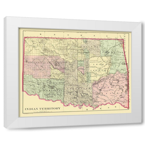 Oklahoma Indian Territory - Bradley 1887 White Modern Wood Framed Art Print by Bradley