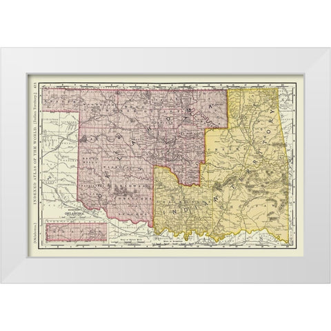 Oklahoma Indian Territory - Rand McNally 1897 White Modern Wood Framed Art Print by Rand McNally