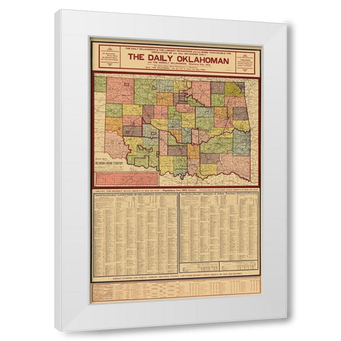 Oklahoma Indian Territory - Geographical Pub 1905 White Modern Wood Framed Art Print by Geographical Pub