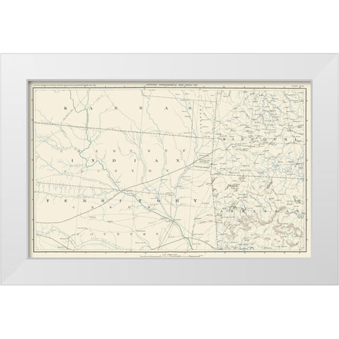 Oklahoma Indian Territory and Surrounding States White Modern Wood Framed Art Print by Bien