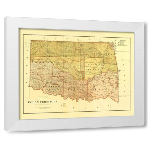 Oklahoma Indian Territory - Roeser 1879 White Modern Wood Framed Art Print by Roeser