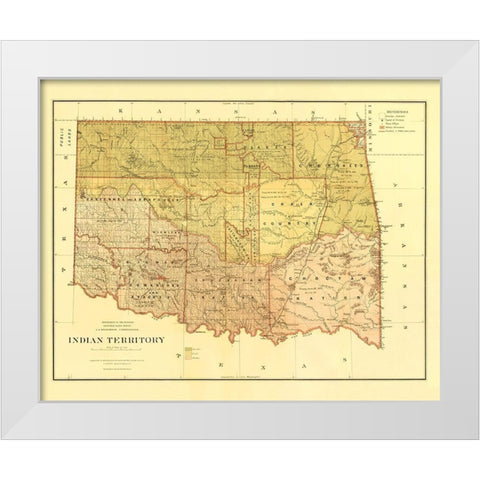 Oklahoma Indian Territory - Roeser 1879 White Modern Wood Framed Art Print by Roeser