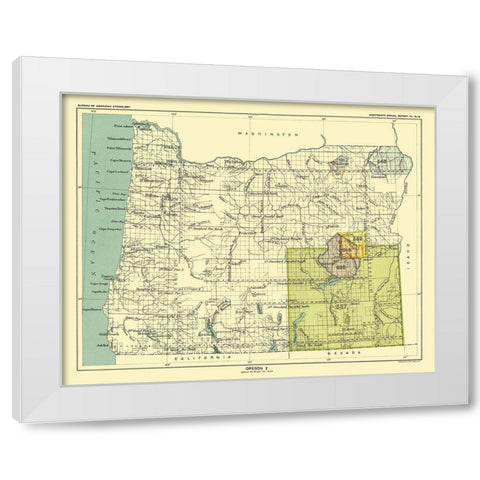 Oregon - Grande Ronde - Hoen 1896 White Modern Wood Framed Art Print by Hoen