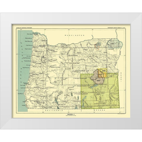Oregon - Grande Ronde - Hoen 1896 White Modern Wood Framed Art Print by Hoen