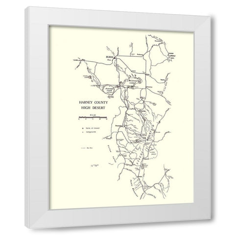 Harney Oregon - Palmer 1970 White Modern Wood Framed Art Print by Palmer