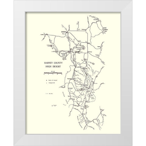 Harney Oregon - Palmer 1970 White Modern Wood Framed Art Print by Palmer