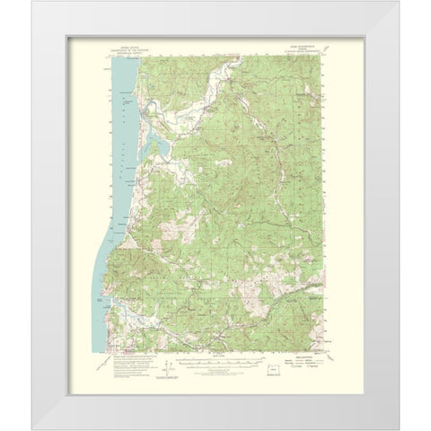 Hebo Oregon Quad - USGS 1965 White Modern Wood Framed Art Print by USGS