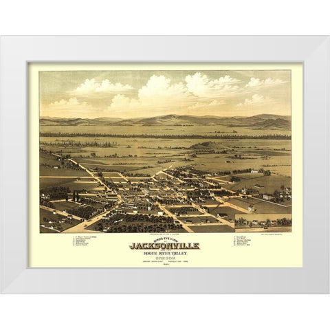 Jacksonville Oregon - Walpole 1883 White Modern Wood Framed Art Print by Walpole