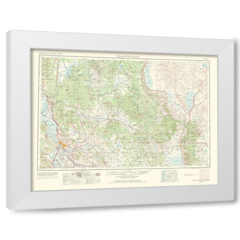 Klamath Falls Oregon California Quad - USGS 1968 White Modern Wood Framed Art Print by USGS