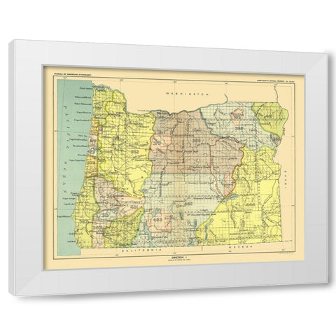 Oregon - Hoen 1896 White Modern Wood Framed Art Print by Hoen