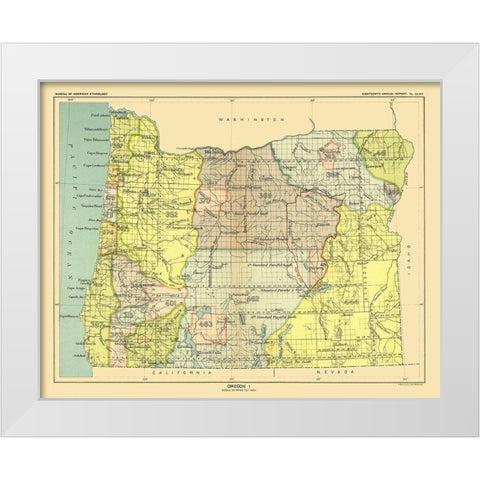 Oregon - Hoen 1896 White Modern Wood Framed Art Print by Hoen