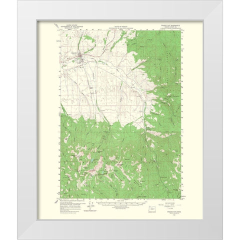 Prairie City Oregon Quad - USGS 1968 White Modern Wood Framed Art Print by USGS