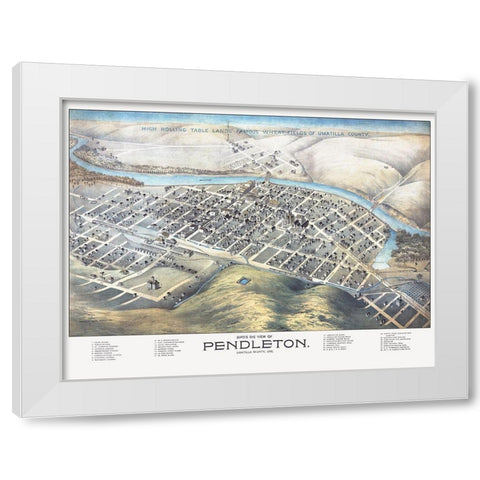 Pendleton Oregon - Dakin 1890 White Modern Wood Framed Art Print by Dakin