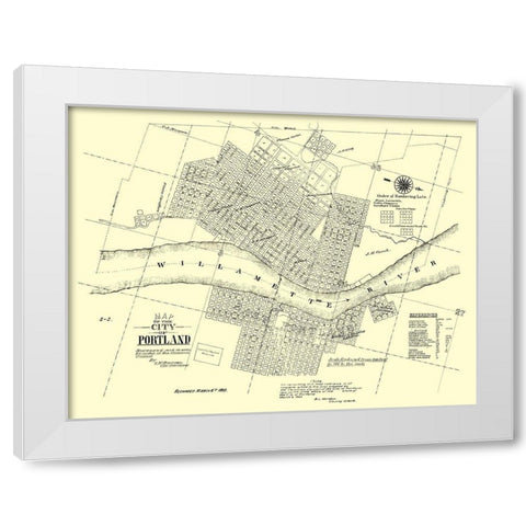 Portland Oregon Landowner - Burrage 1866 White Modern Wood Framed Art Print by Burrage