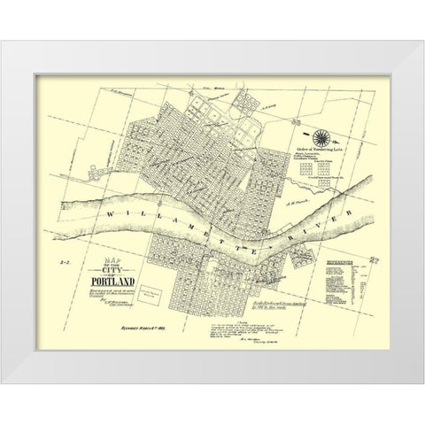 Portland Oregon Landowner - Burrage 1866 White Modern Wood Framed Art Print by Burrage