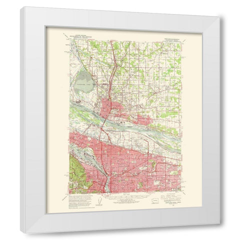 Portland Oregon Washington Quad - USGS 1963 White Modern Wood Framed Art Print by USGS