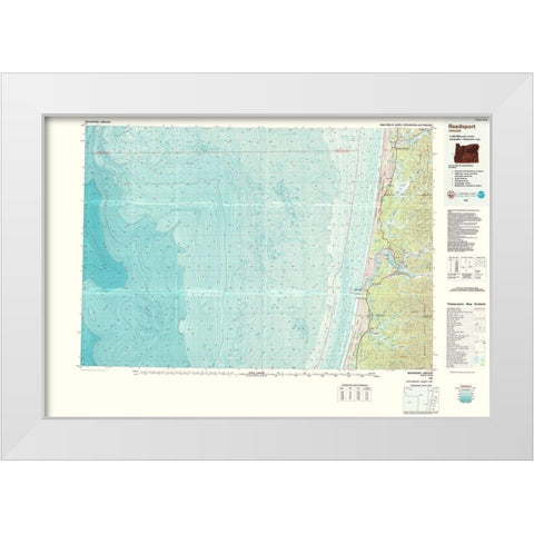 Reedsport Oregon Quad - USGS 1980 White Modern Wood Framed Art Print by USGS