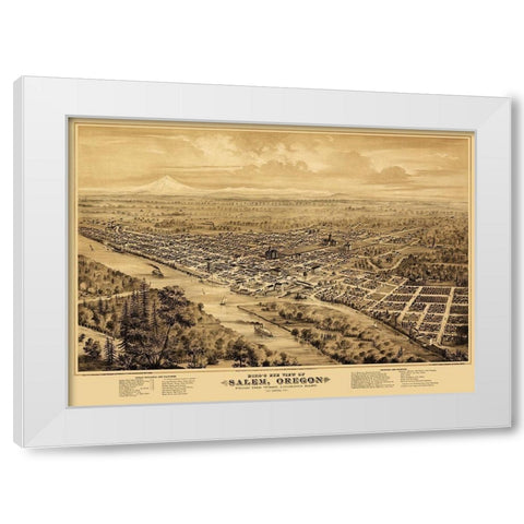 Salem Oregon - Smith 1876 White Modern Wood Framed Art Print by Smith