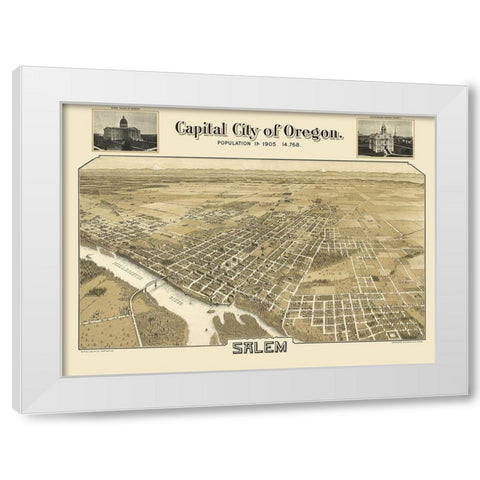 Salem Oregon - Koppe 1905 White Modern Wood Framed Art Print by Koppe
