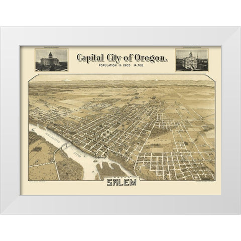 Salem Oregon - Koppe 1905 White Modern Wood Framed Art Print by Koppe