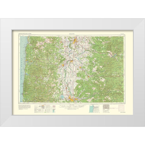 Salem Oregon Quad - USGS 1963 White Modern Wood Framed Art Print by USGS