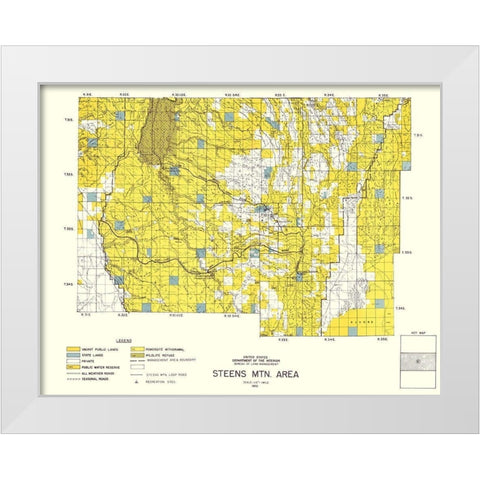 Steens Mountain Central Oregon - DOI 1970 White Modern Wood Framed Art Print by DOI