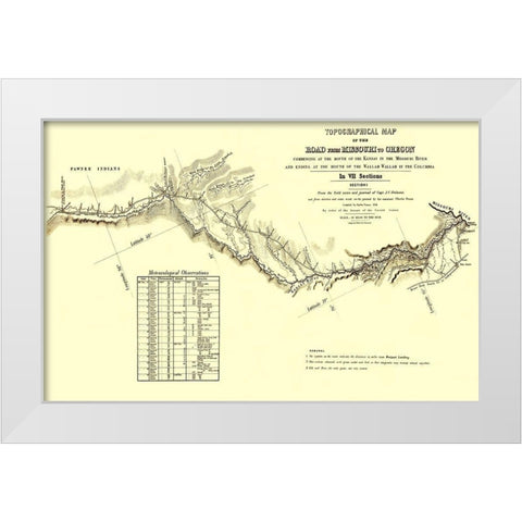 Oregon Trail Kansas 1 of 7 - Fremont 1846 White Modern Wood Framed Art Print by Fremont