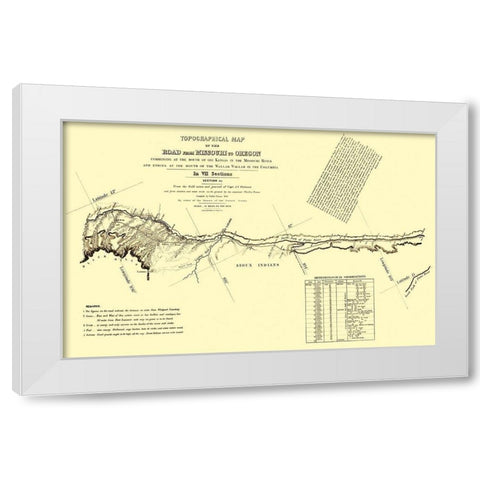 Oregon Trail Wyoming 3 of 7 - Fremont 1846 White Modern Wood Framed Art Print by Fremont