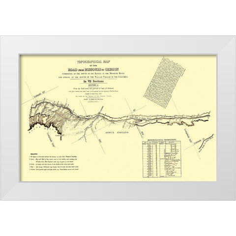 Oregon Trail Wyoming 3 of 7 - Fremont 1846 White Modern Wood Framed Art Print by Fremont