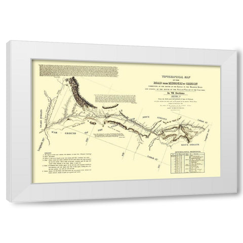 Oregon Trail Wyoming 4 of 7 - Fremont 1846 White Modern Wood Framed Art Print by Fremont