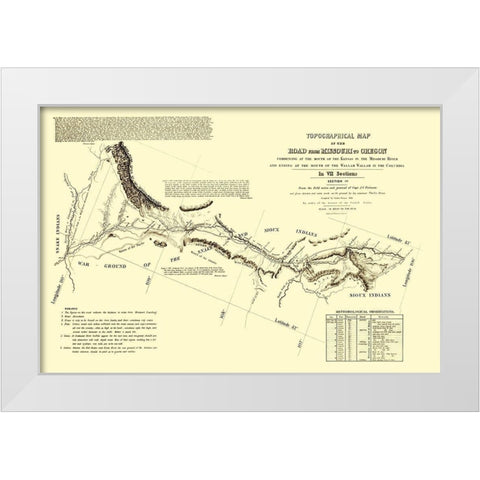 Oregon Trail Wyoming 4 of 7 - Fremont 1846 White Modern Wood Framed Art Print by Fremont
