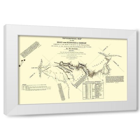 Oregon Trail Idaho 5 of 7 - Fremont 1846 White Modern Wood Framed Art Print by Fremont