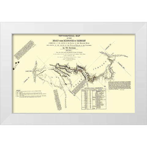 Oregon Trail Idaho 5 of 7 - Fremont 1846 White Modern Wood Framed Art Print by Fremont