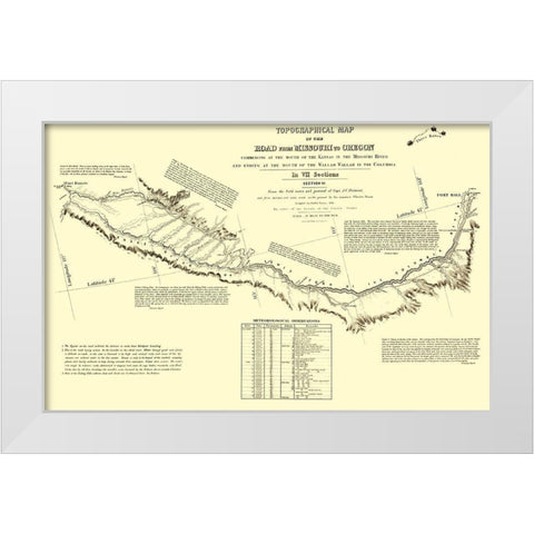 Oregon Trail Idaho 6 of 7 - Fremont 1846 White Modern Wood Framed Art Print by Fremont
