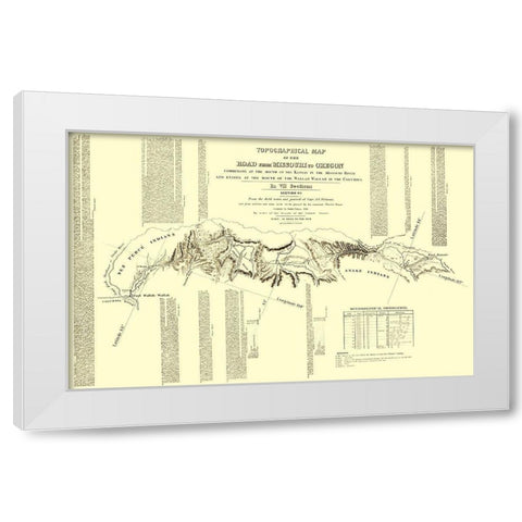 Oregon Trail Idaho 7 of 7 - Fremont 1846 White Modern Wood Framed Art Print by Fremont