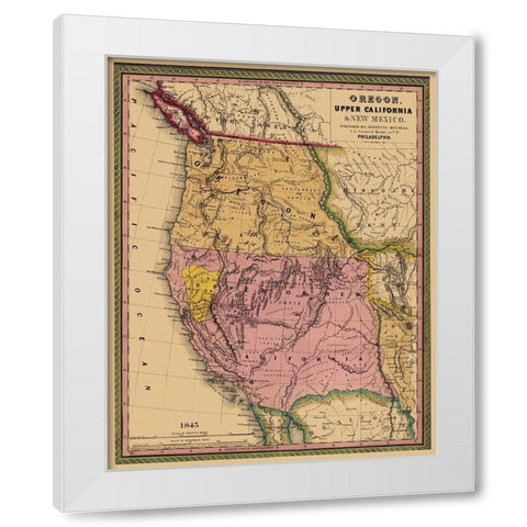 Oregon, Upper California - 1845 White Modern Wood Framed Art Print by Mitchell
