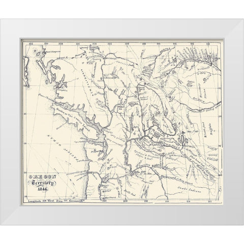 Oregon Territory - 1846 White Modern Wood Framed Art Print by Unknown