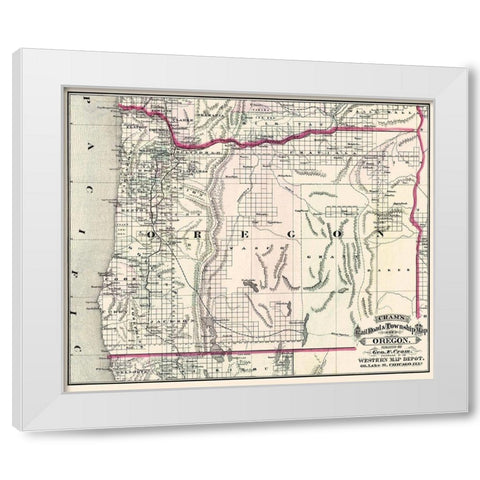 Oregon - Cram 1875 White Modern Wood Framed Art Print by Cram