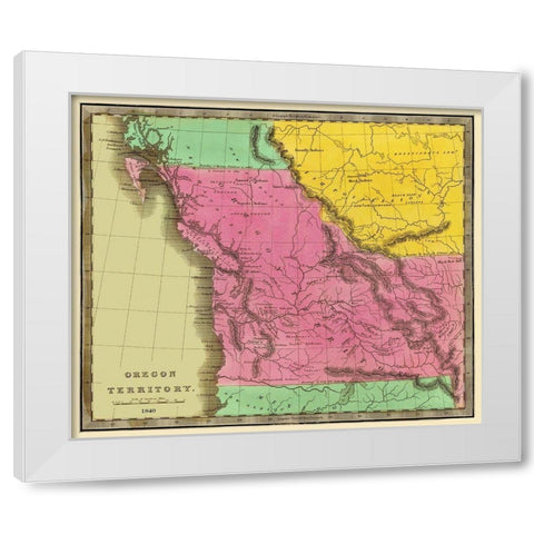 Oregon Territory - Greenleaf 1840 White Modern Wood Framed Art Print by Greenleaf