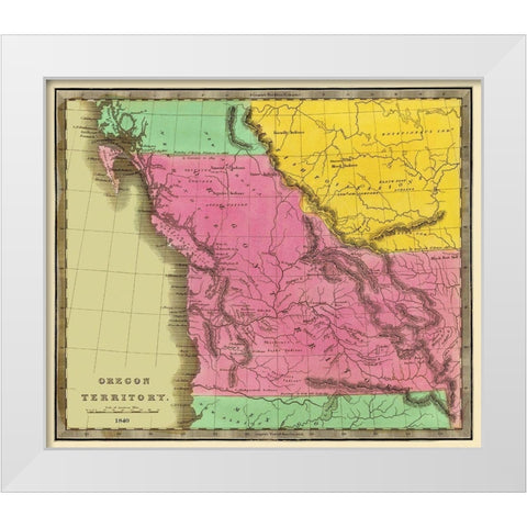 Oregon Territory - Greenleaf 1840 White Modern Wood Framed Art Print by Greenleaf