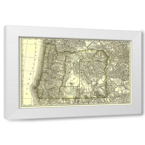 Oregon - Rand McNally 1876 White Modern Wood Framed Art Print by Rand McNally
