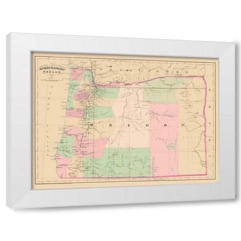 Oregon - Asher and Adams 1874 White Modern Wood Framed Art Print by Asher
