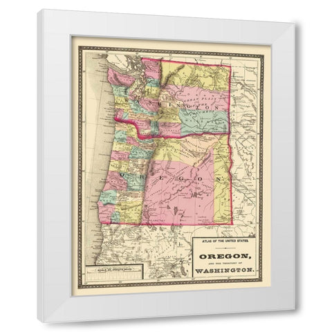 Oregon, Washington - Baltimore 1873 White Modern Wood Framed Art Print by Baltimore