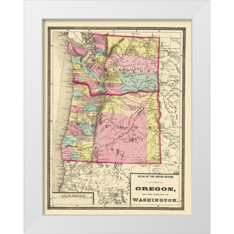 Oregon, Washington - Baltimore 1873 White Modern Wood Framed Art Print by Baltimore