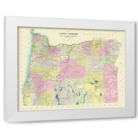Oregon - Gill 1911 White Modern Wood Framed Art Print by Gill