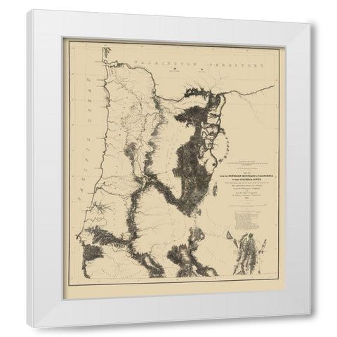 Proposed Railroad Routes, Oregon - War Dept 1855 White Modern Wood Framed Art Print by War Dept