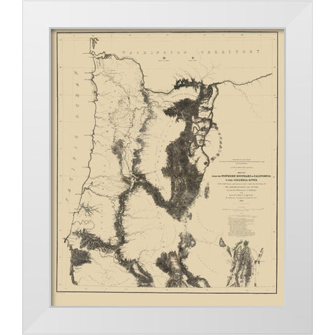 Proposed Railroad Routes, Oregon - War Dept 1855 White Modern Wood Framed Art Print by War Dept