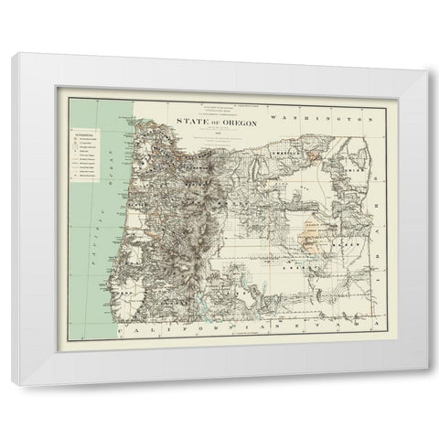 Oregon - Bien 1879 White Modern Wood Framed Art Print by Bien
